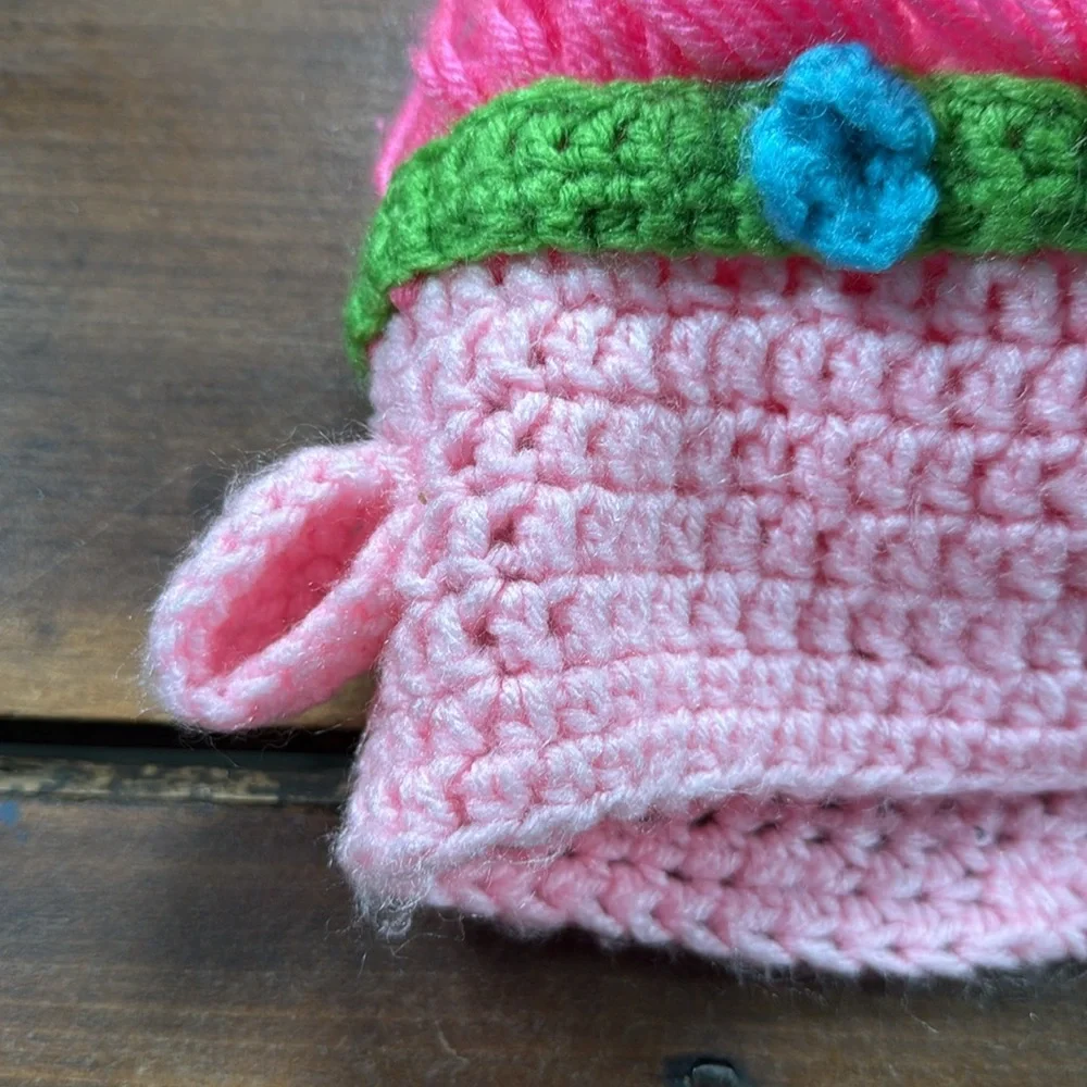 Handknit Trolls Hat Costume Pink Blue Green Halloween Princess Poppy Queen‎